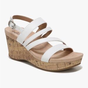 Life Stride White Strappy Sandals Wedge Heel